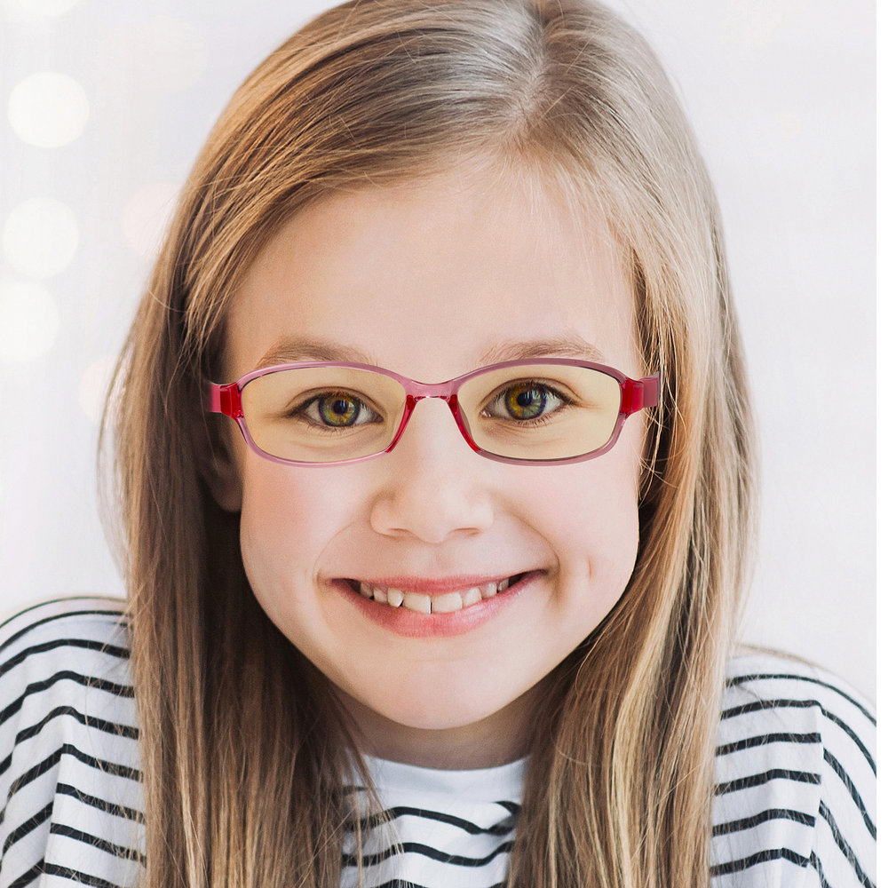 Gafas protección Celly bloquean luz azul de las pantallas color rosa.