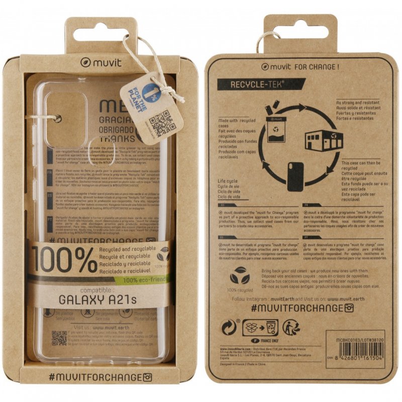 Funda Muvit for Change para Samsung Galaxy A21S recicletek transparente