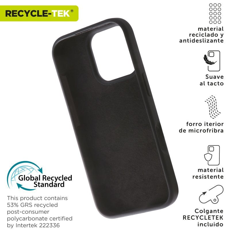 Funda Muvit for Change recycletek Liquid Silicone para Apple Iphone 16 Pro Negra