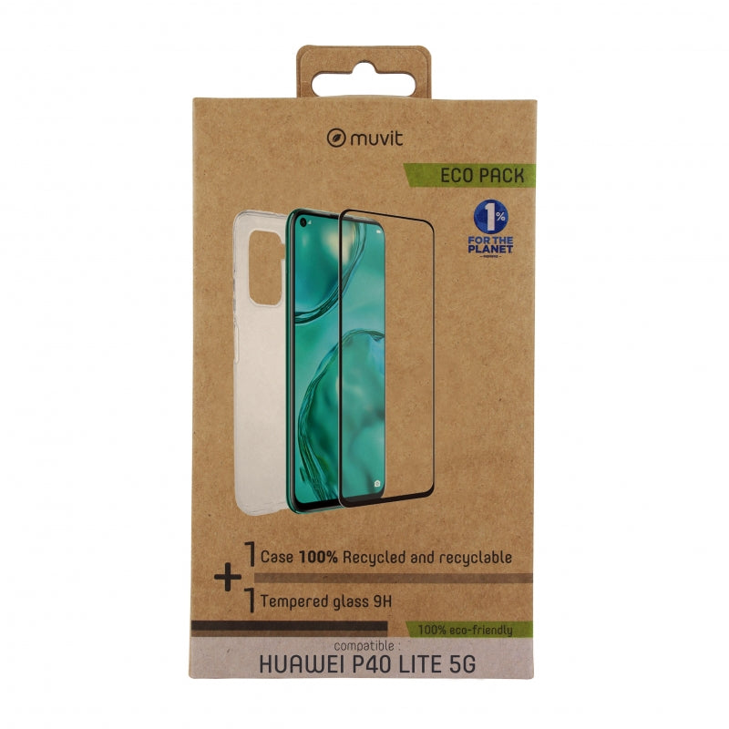 Pack Muvit for change Huawei P40 Lite funda Cristal Soft transparente+protector