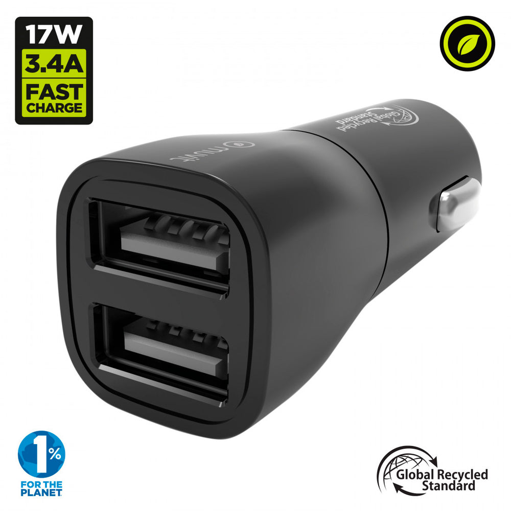 Cargador coche Muvit for Change 2 USB 3,4A/18W negro (NUEVO)