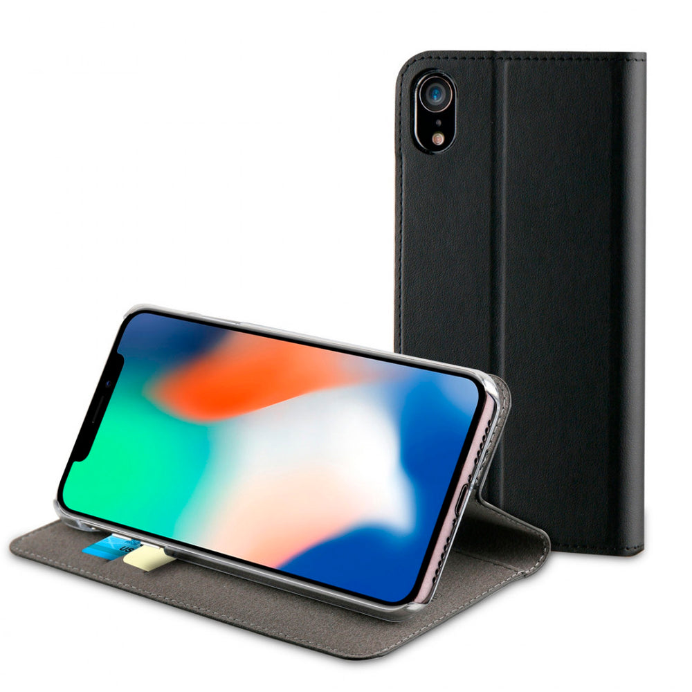 Funda Muvit Folio con Función Soporte y Tarjetero para Apple iPhone XR negra