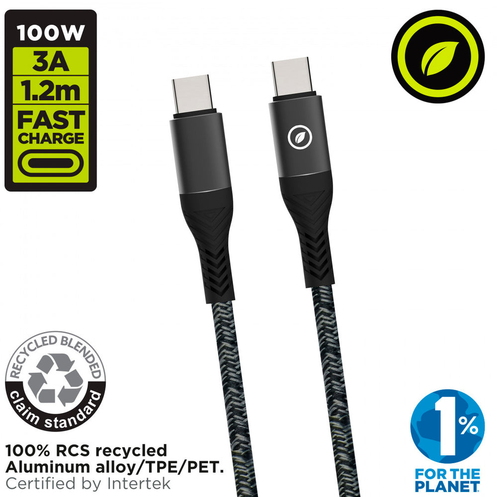 Cable Muvit for Change Tipo C a Tipo C 5A/100W 1.2m resistente negro