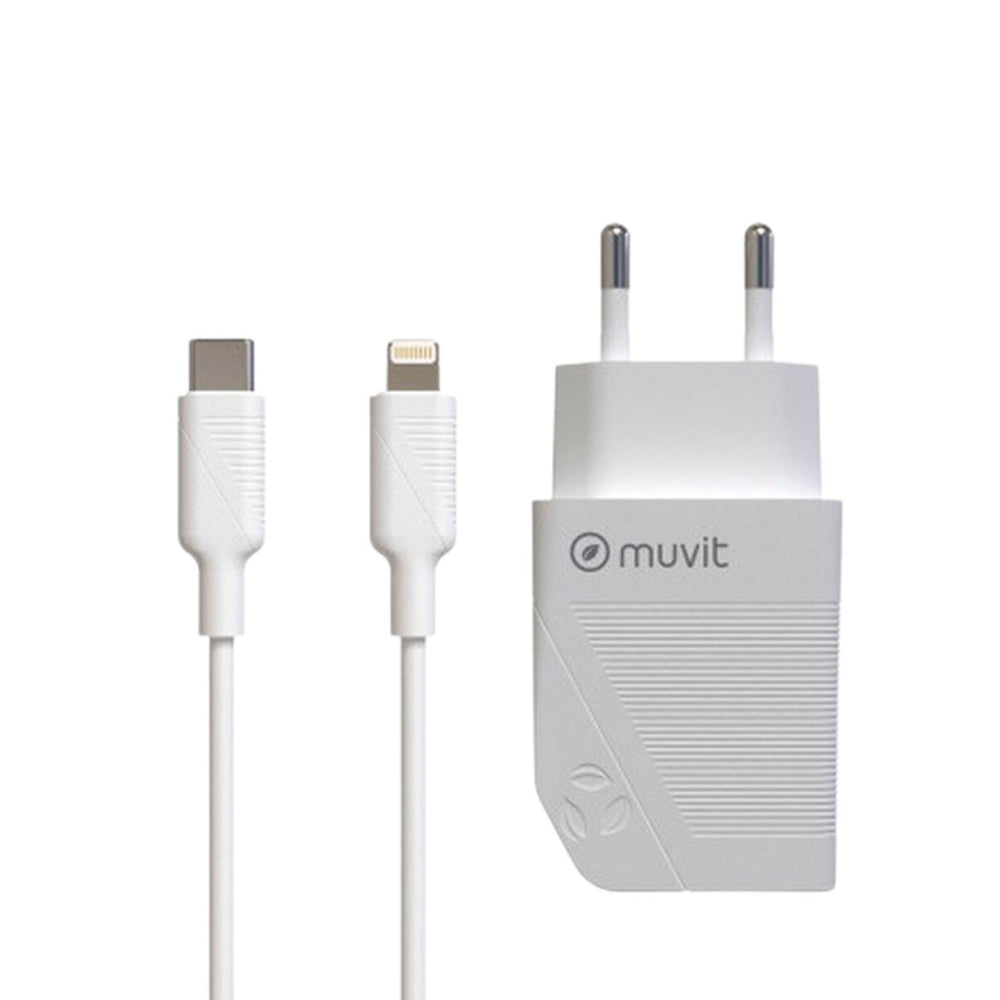 Pack Muvit for Change cargador pared Tipo C PD 20W+cable tipo C a Apple 3A