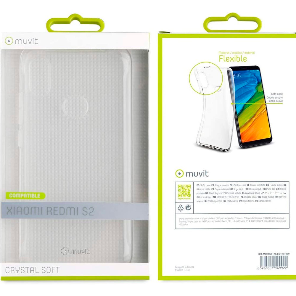 Funda Muvit Cristal Soft para Xiaomi Redmi S2 transparente.