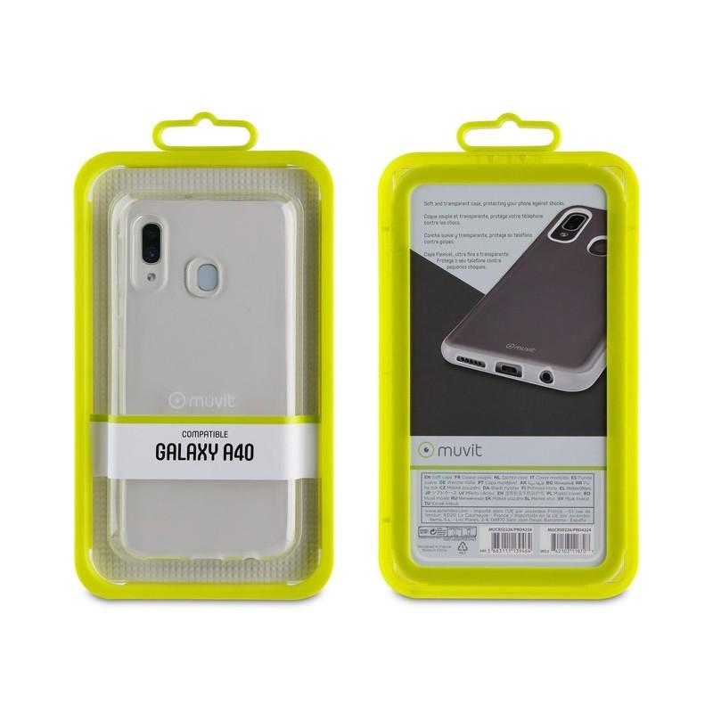 Funda Muvit Cristal Soft para Samsung Galaxy A40 transparente.