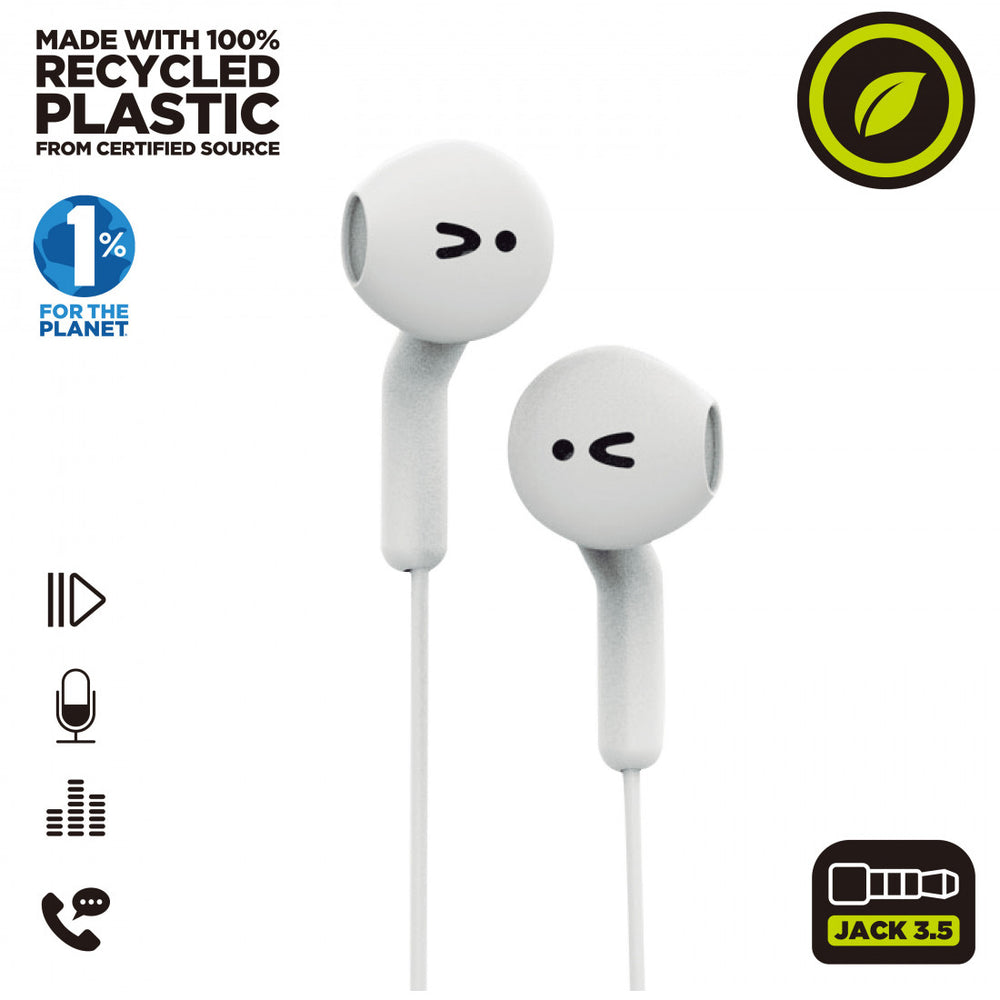 Auriculares estéreo Muvit for Change E56 3.5mm Blanco