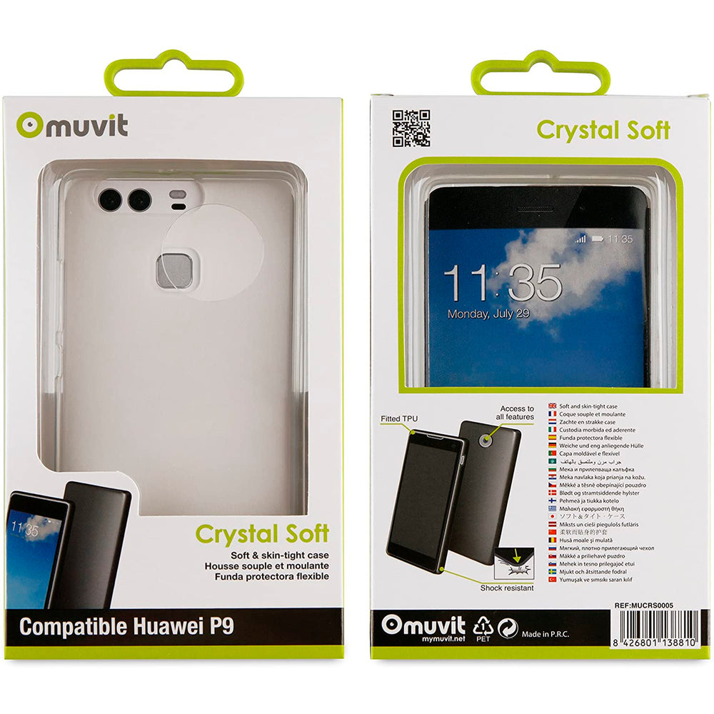 Funda Muvit Cristal Soft para Huawei P9 transparente.