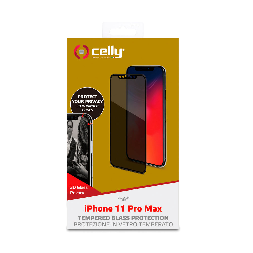 Protector de Pantalla Celly para iPhone 11 Pro Max Vidrio Cristal Templado 3D