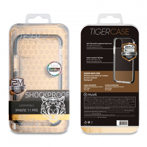 Funda Muvit Tiger Shockproof 2m Bordes Negros para Apple iPhone 11 Pro (NUEVO).