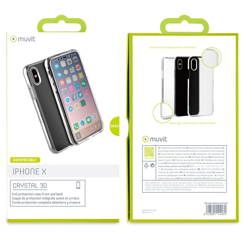Funda Muvit Cristal Soft 360 para Apple iPhone Xs/X transparente.