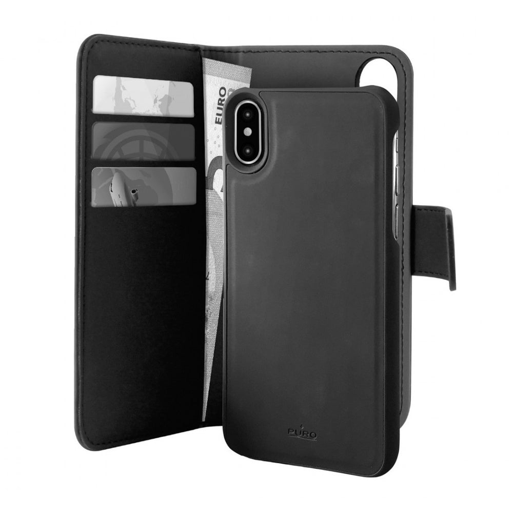 Funda Puro wallet para Apple iPhone XS/X + carcasa extraíble negra