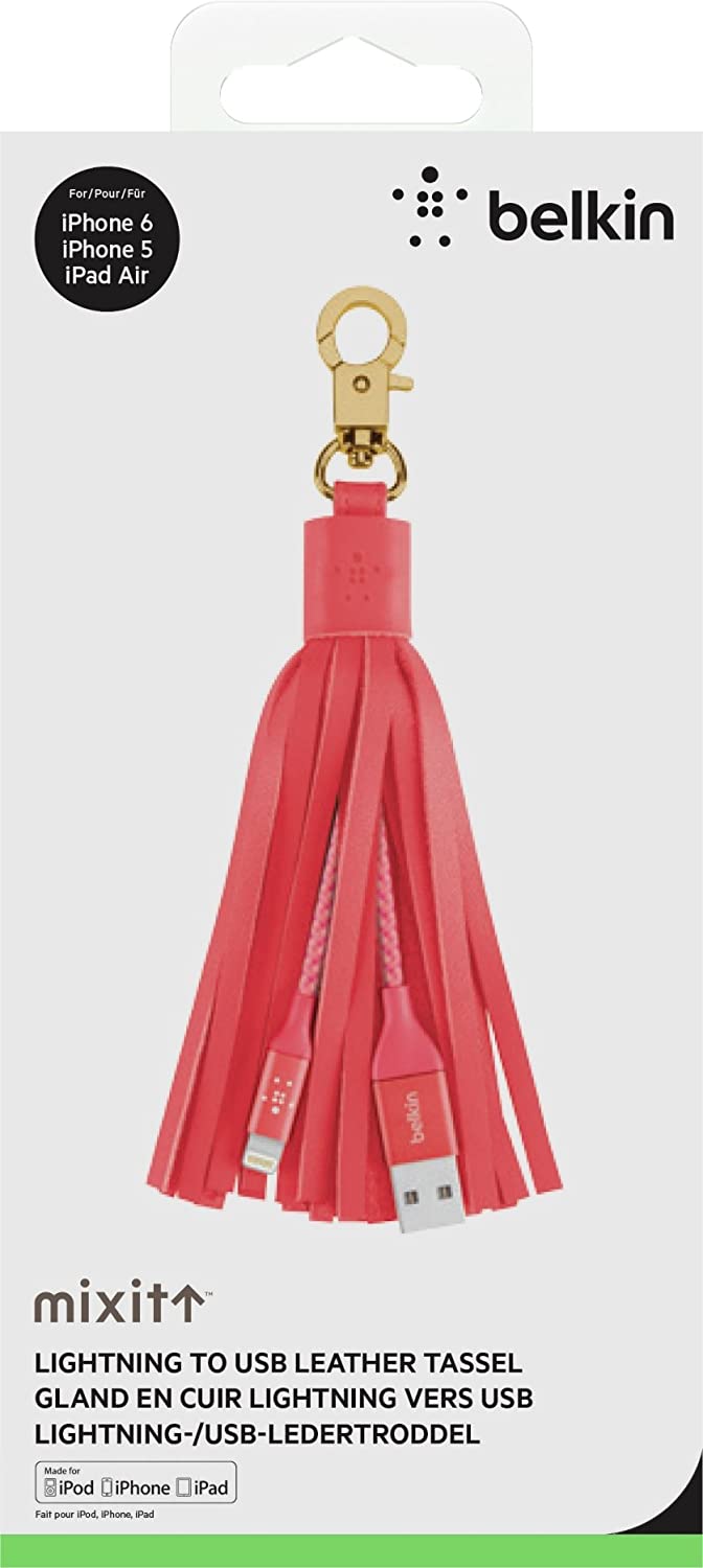 Cargador borla de cuero Belkin MIXIT Fashion, cable de carga Apple.