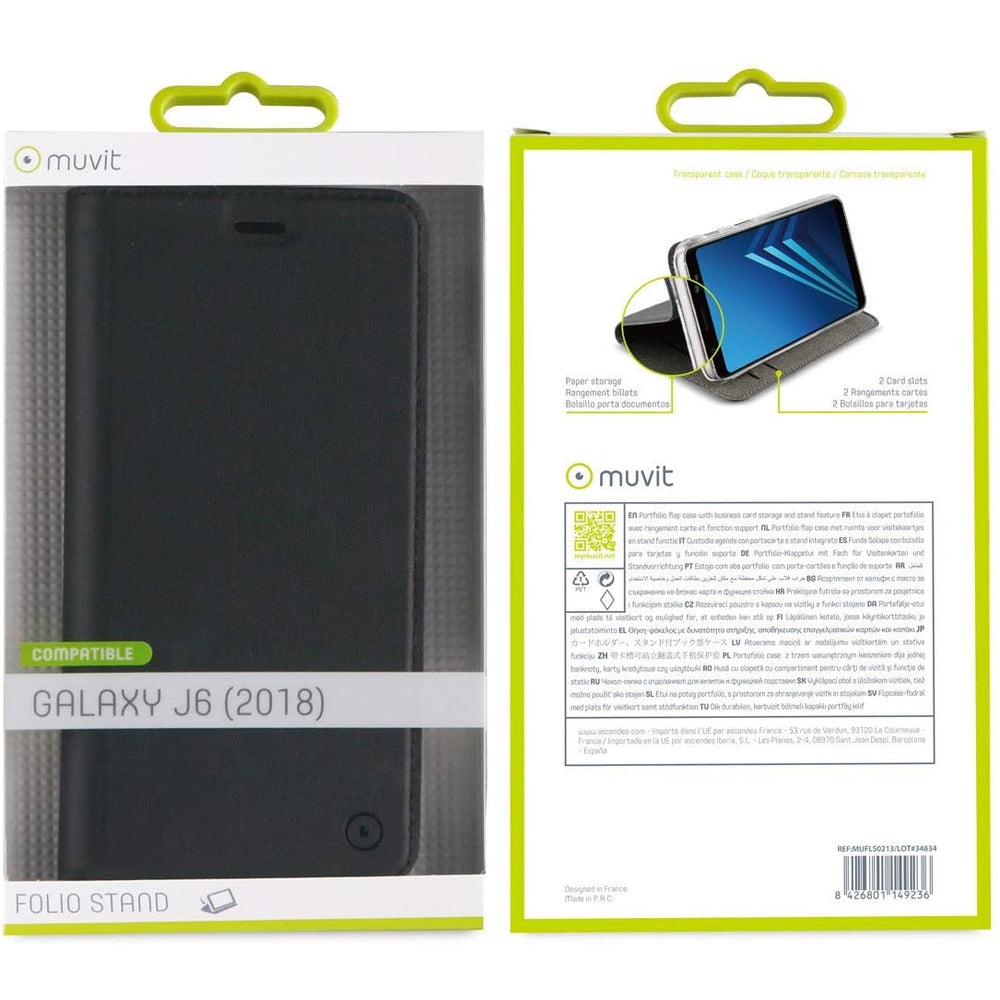 Funda Muvit Folio con Función Soporte y Tarjetero para Samsung Galaxy J6 2018