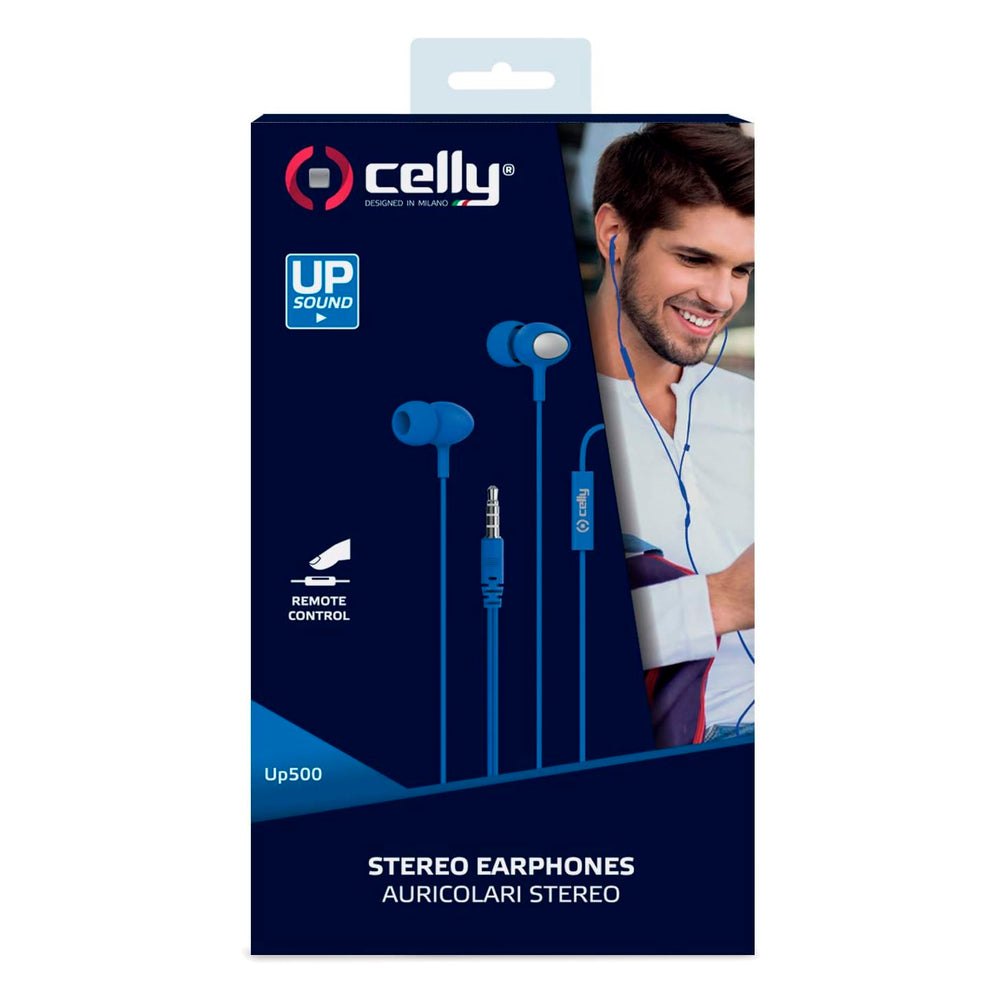 Auriculares de botón Celly UP500BL con microfono y conector de 3,5 mm Azul
