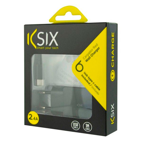 Cargador de red Ksix 12W + cable 1 m USB A – USB C Negro