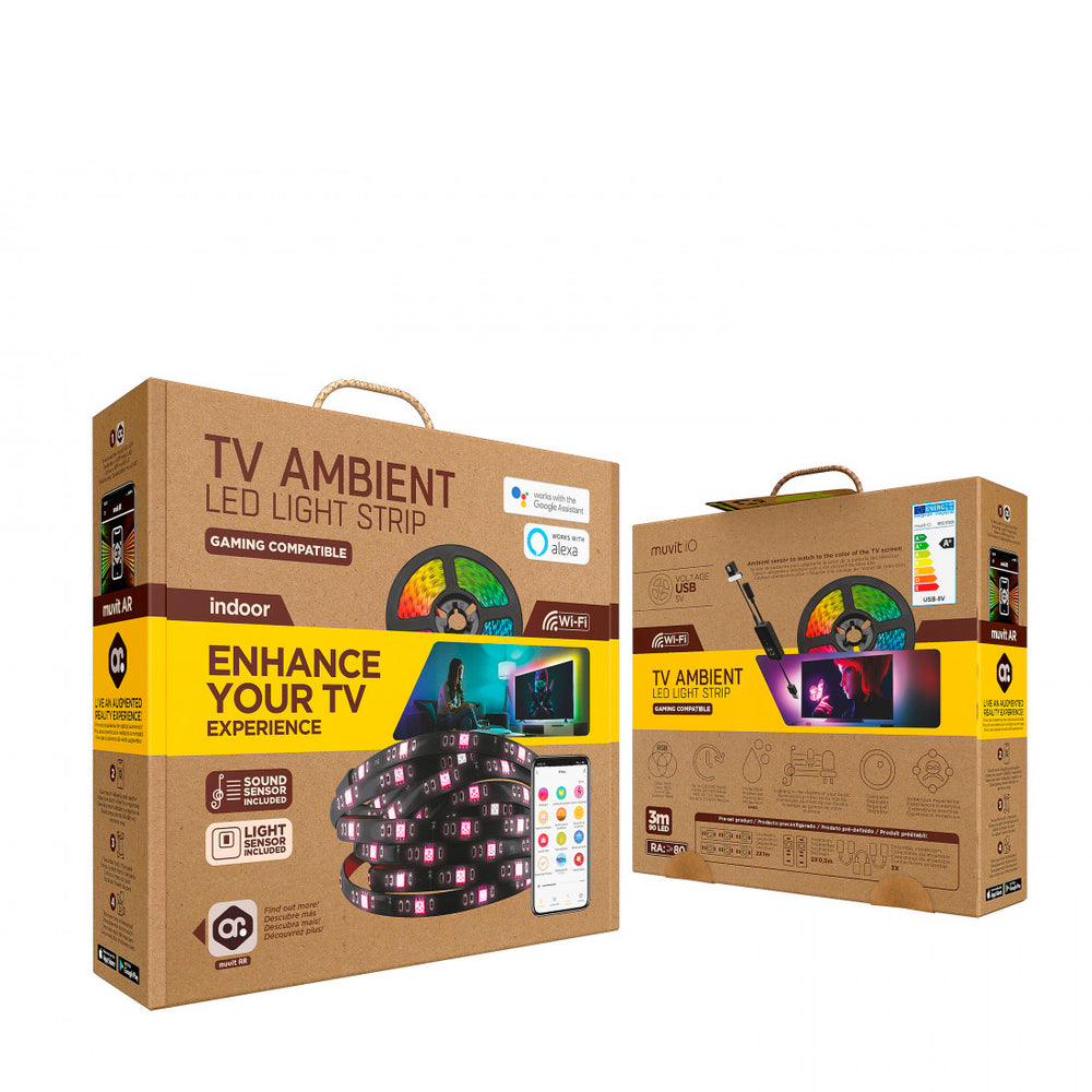 Muvit iO Tira LED USB WiFi TV RGB 3m con sensor ambiental y de sonido*Sin manual
