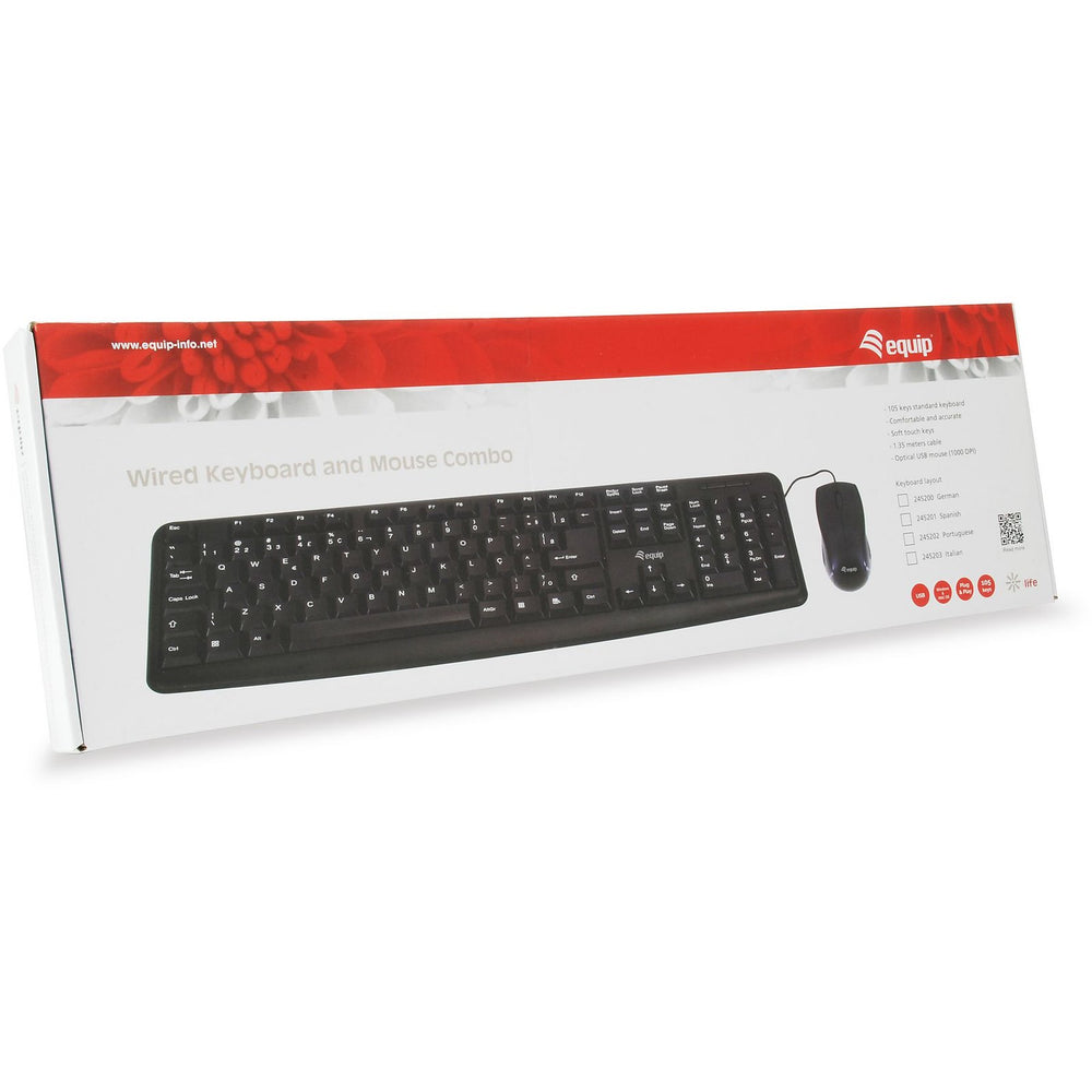 Combo de teclado y ratón con cable Equip 245203 **Teclado en italiano**