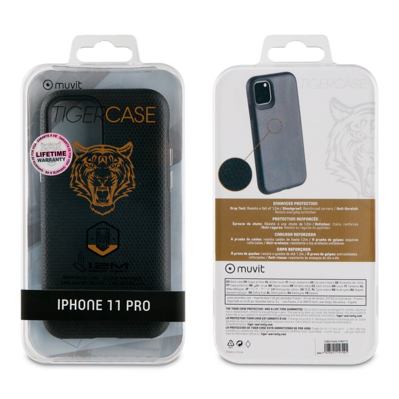 Funda Muvit Tiger Triangle para Apple iPhone 11 Pro shockproof 1,2m negra.