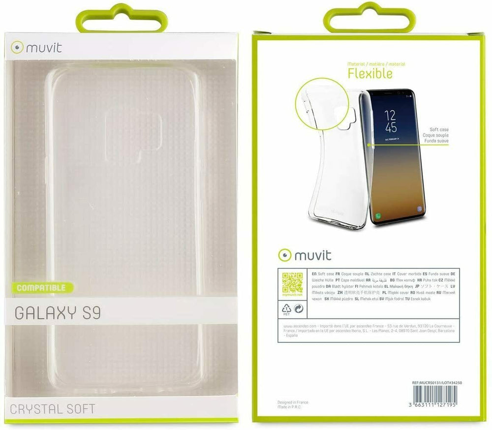 Funda Muvit Cristal Soft para Samsung Galaxy S9 transparente.