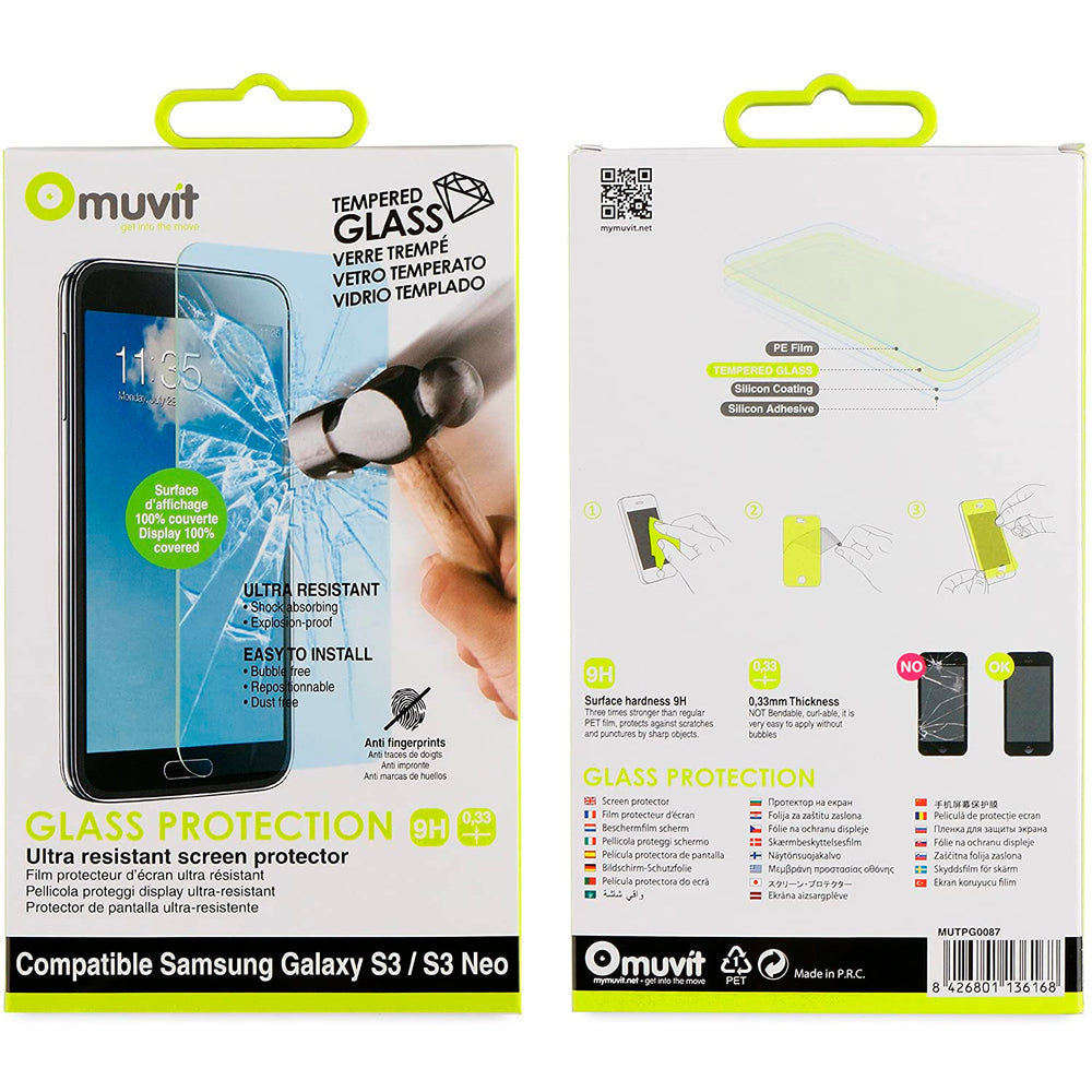 Protector pantalla Muvit para Samsung Galaxy S3 Neo vidrio templado.