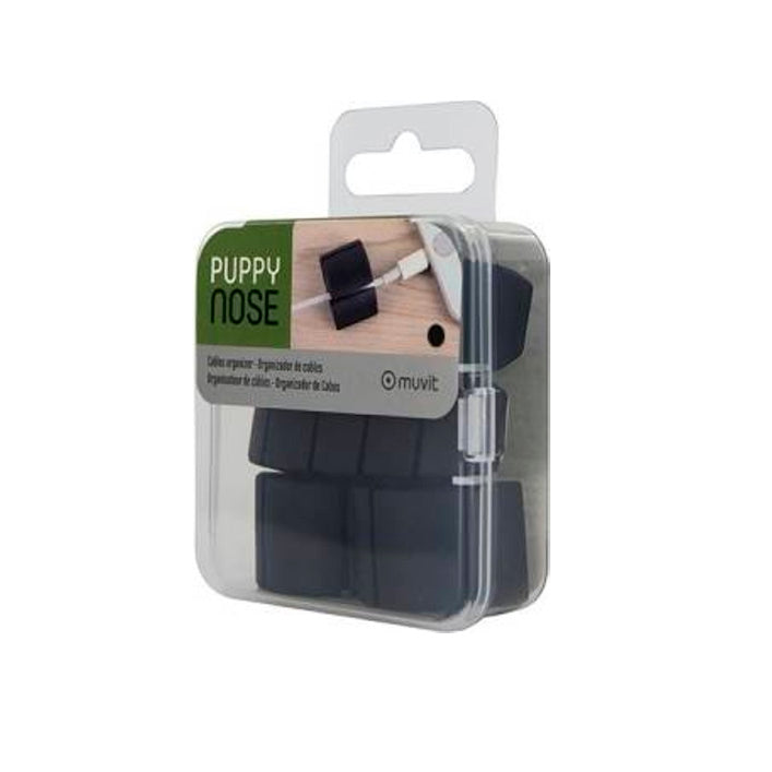 Muvit Pack organizador de cables multiusos 2 tamaños para 4 y 2 Cables Negro