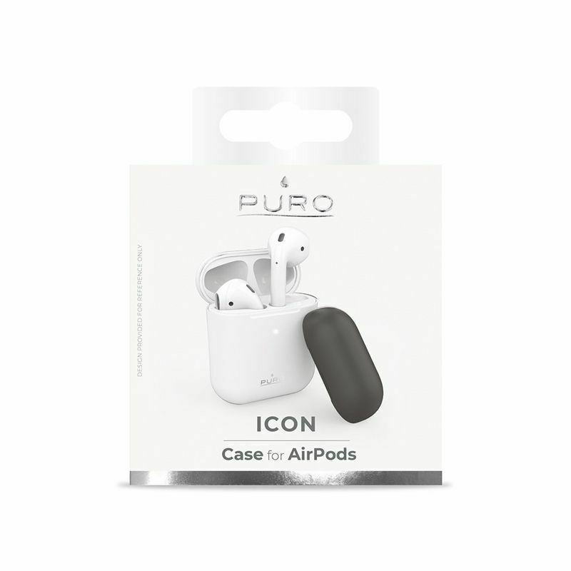 Estuche Puro funda silicona Apple Air pods blanco + tapa adicional negra.