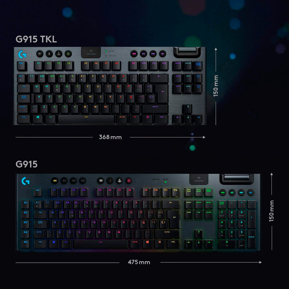Teclado Mecánico Logitech G915 TKL LightSpeed RGB BT *Emb.dañado, en Portugués*