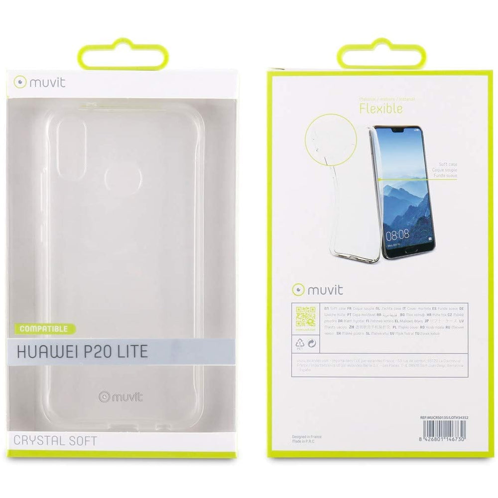 Carcasa Muvit Cristal Soft para Huawei P20 Lite Transparente