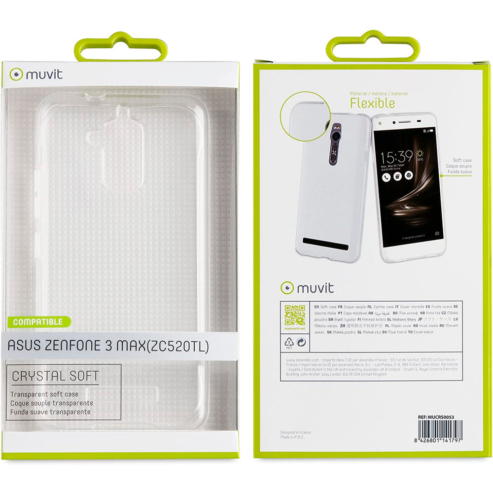 Funda Muvit Cristal Soft para ASUS Zenfone 3 MAX(ZC520TL) 5,2» Transparente.