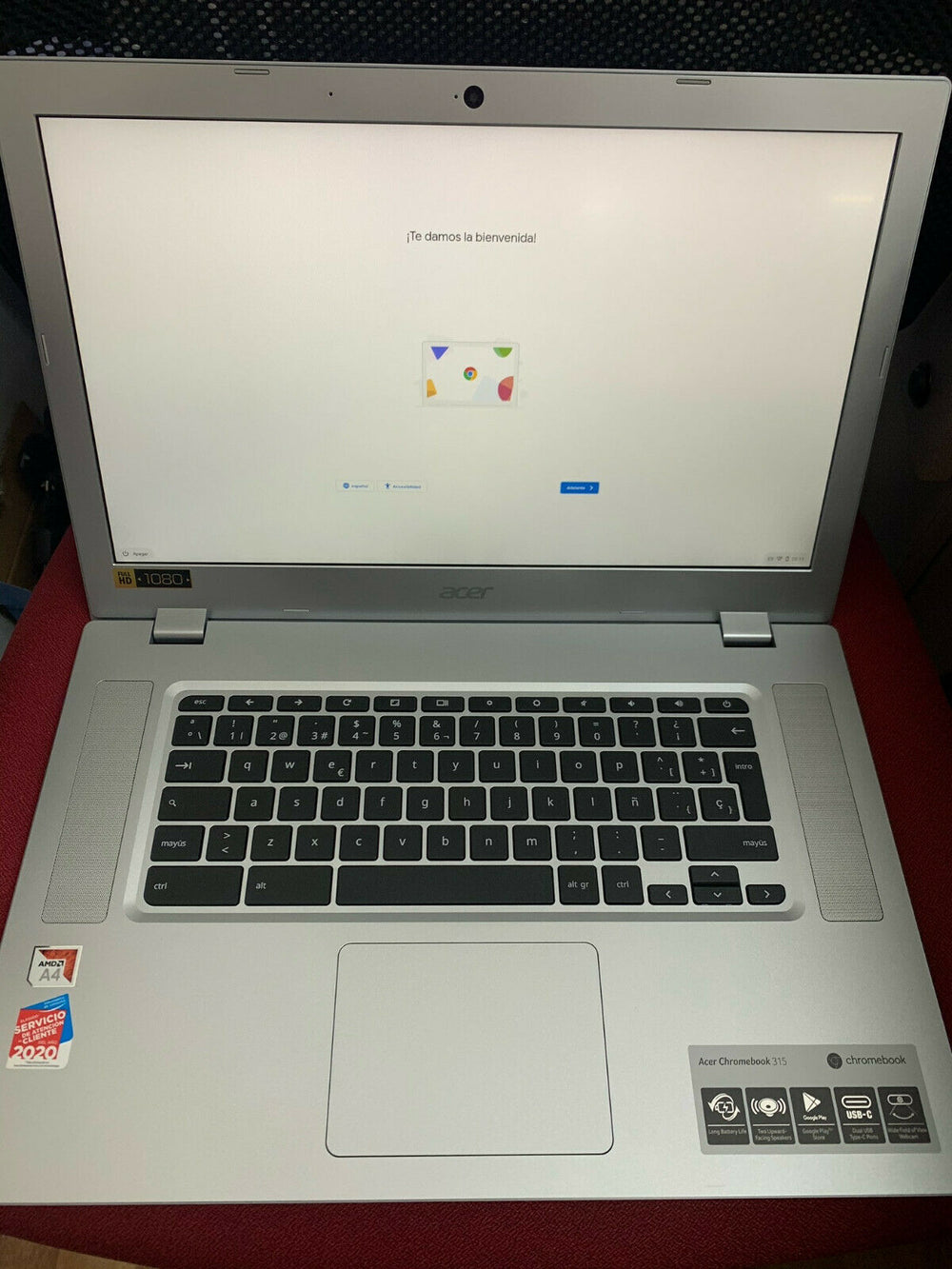Acer Chromebook 315 15,6» AMD A4-9120C 4GBRAM 32GB Flash Usado *Raya en tapa*.