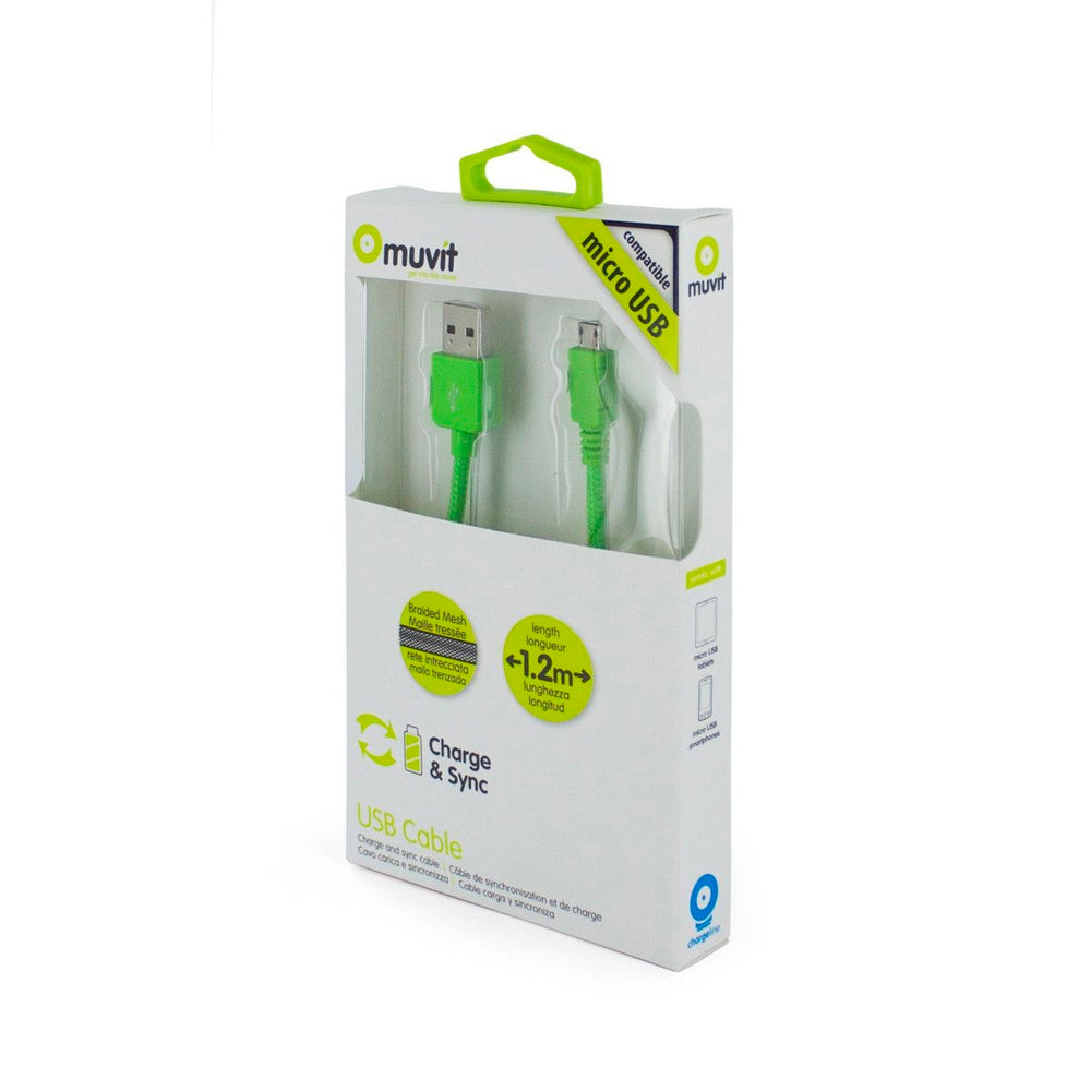 Cable de Carga Muvit MUUSC0074 USB 1,2 m USB 2.0 USB A Micro-USB B Verde