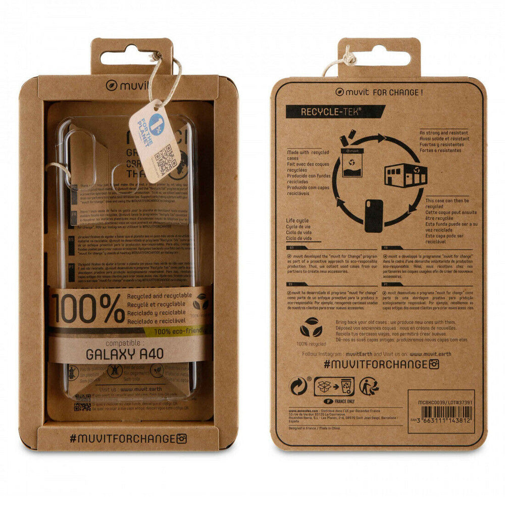 Funda Muvit for change para Samsung Galaxy A40 recycletek transparente.