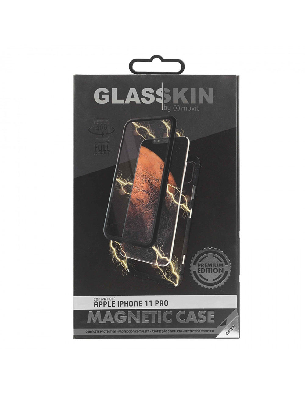Carcasa Muvit Magnética 360 Transparente con Bordes Negros para iPhone 11 Pro