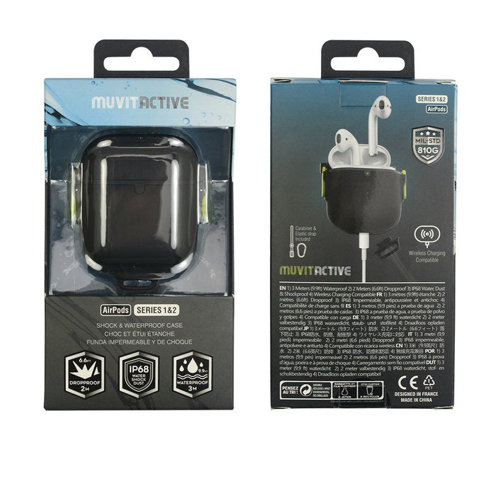 Funda Muvit Active para Air Pods resistente al agua (series 1 y 2) Negro.