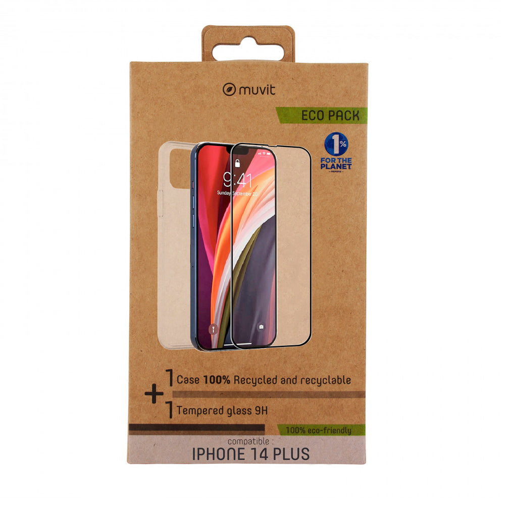 Pack Muvit for Change Apple iPhone 14 Plus funda cristal soft+protector pantalla