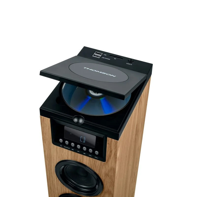 Torre de Sonido Thomson DS122CD Bluetooth con Reproductor de CD 60 W Madera