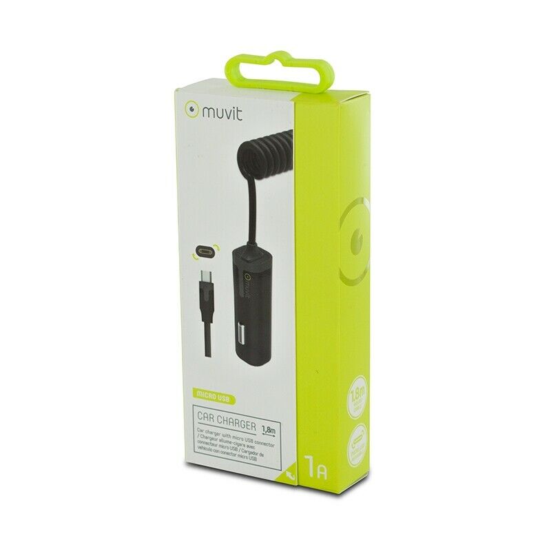 Cargador Coche Negro Micro USB Reversible 1A Muvit iO.