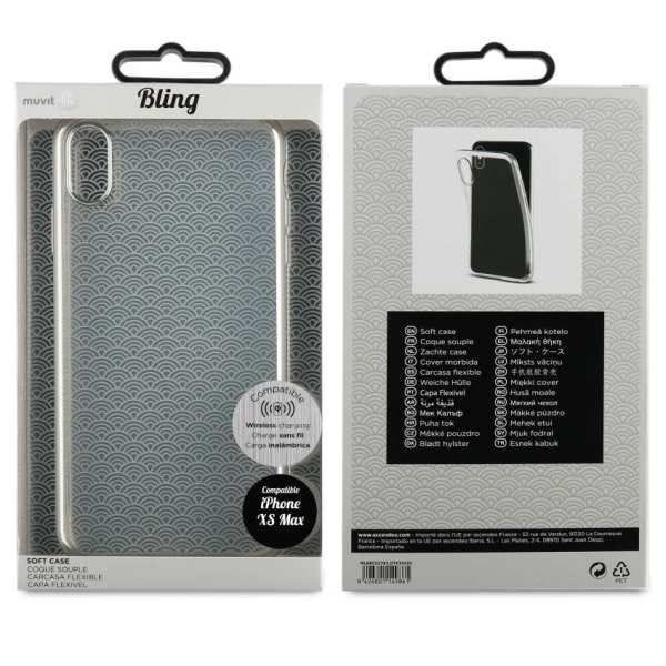 Funda Muvit Life Bling para Apple iPhone XS MAX borde plata.
