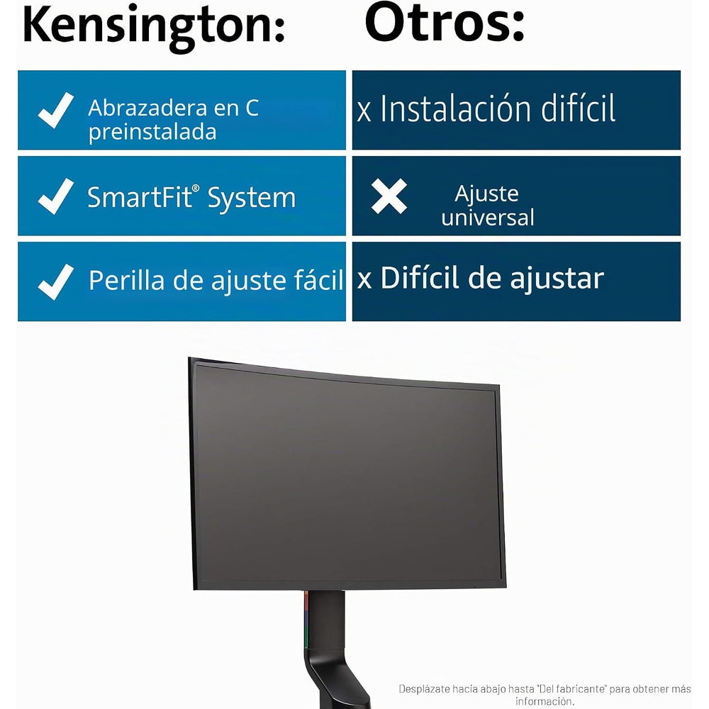 Brazo Kensington SmartFit de ahorro de espacio para un monitor