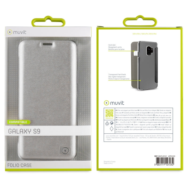 Funda Muvit Folio para Samsung Galaxy S9 plata.