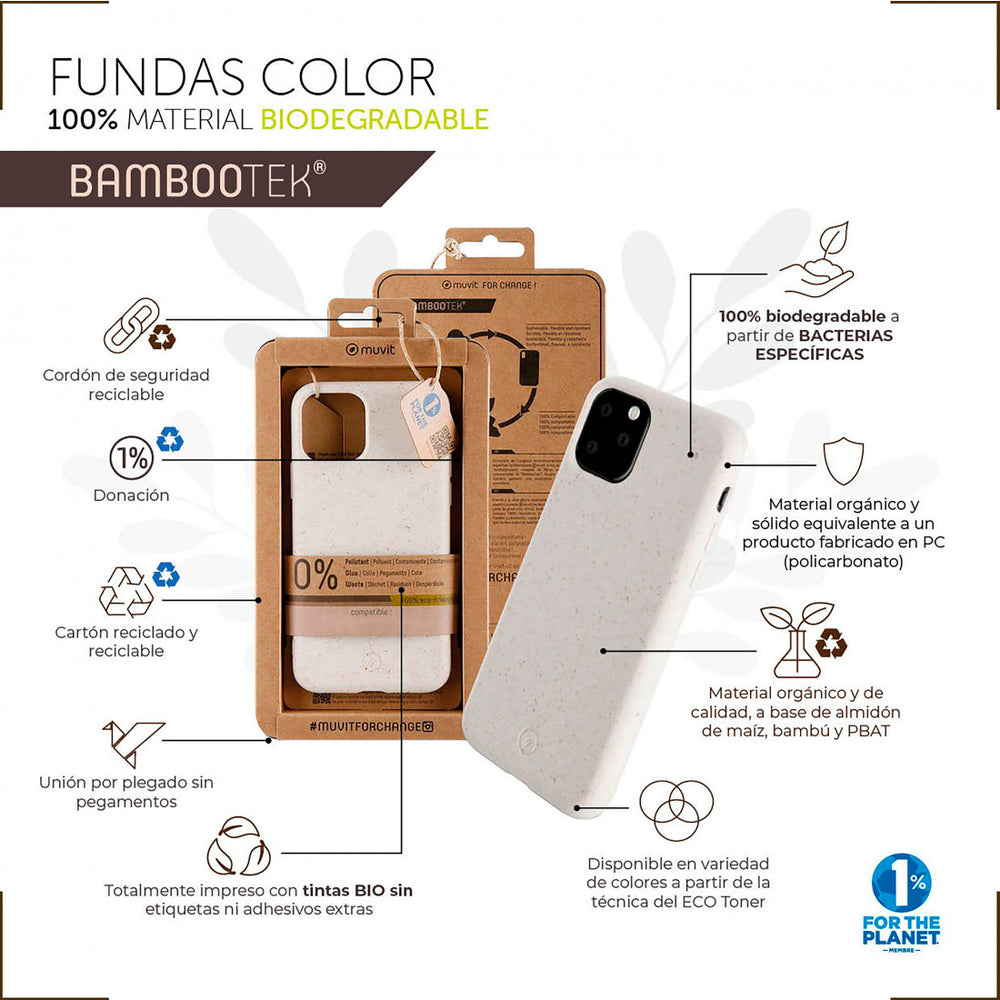 Funda Muvit for Change para Apple iPhone 13 bambootek Grafik Melocoton