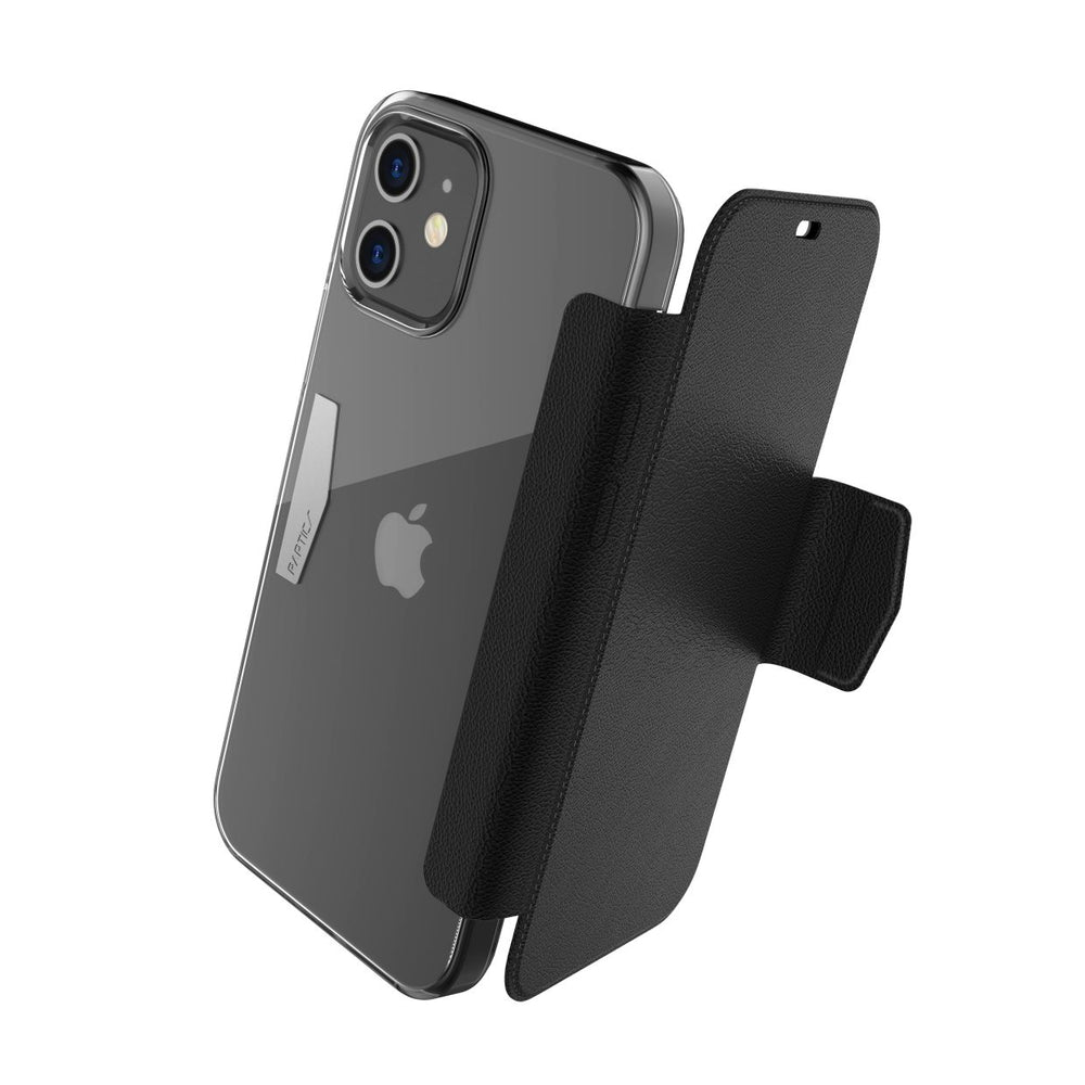 Funda Raptic Engage Folio para Apple iPhone 12 Mini negra.