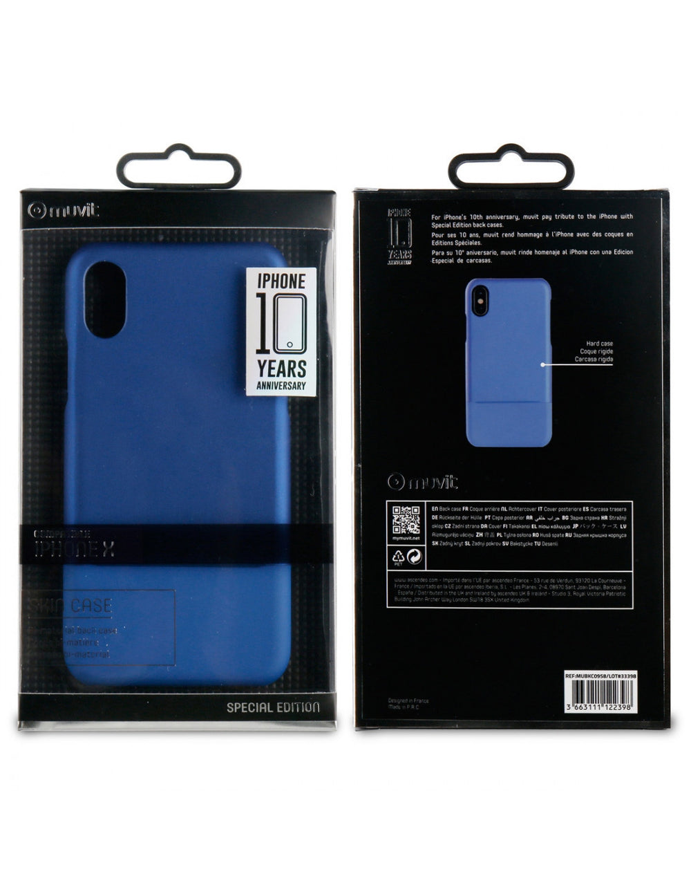 Carcasa Muvit para Apple iPhone Xs/X Doble Skin azul.