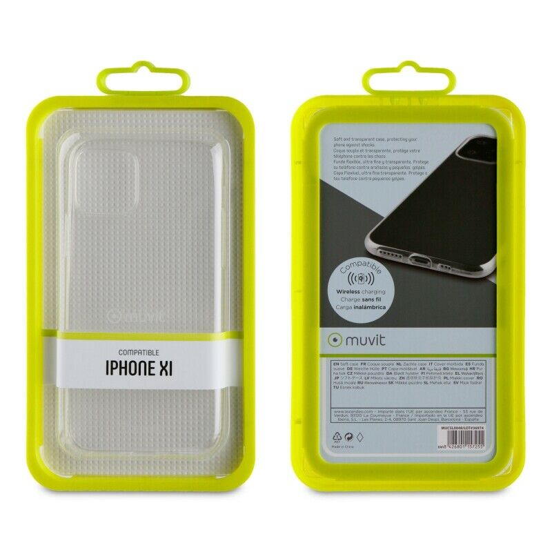 Funda Muvit Cristal Soft para Apple iPhone 11 Pro ultra fina transparente.