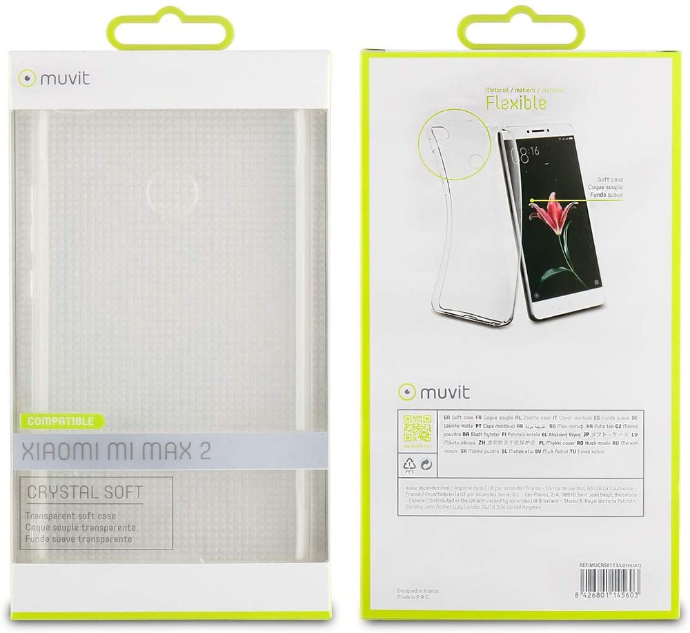 Carcasa Muvit Cristal Soft para Xiaomi Mi Max 2 transparente.