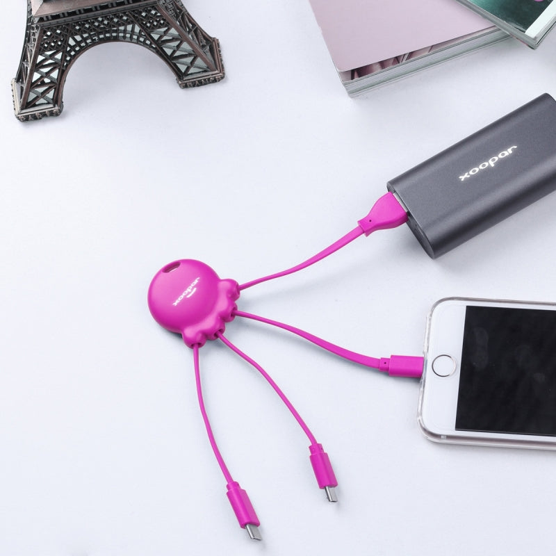 Adaptador USB multiconector Xoopar Octopus orificio para llavero rosa