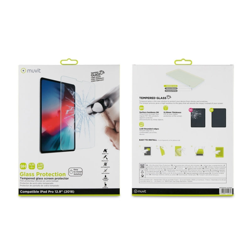 Protector de pantalla Muvit para Apple iPad Pro 12,9″ 2018 vidrio templado plano