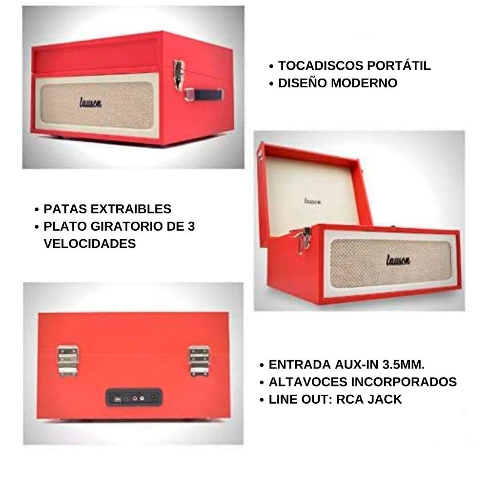 Tocadiscos con mueble Lauson YT078 Retro con Bluetooth rojo Usado *Sin emb.orig*