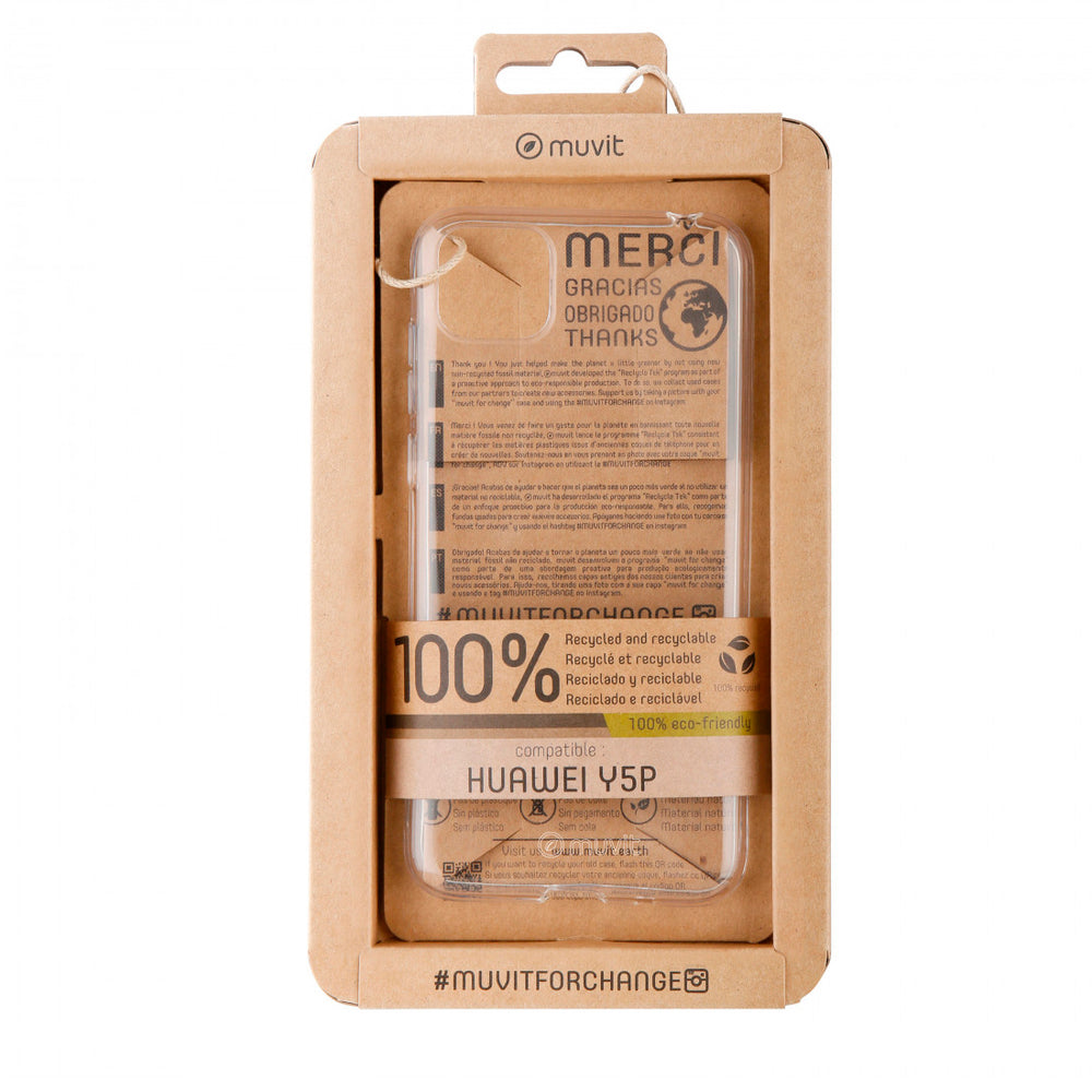 Funda Muvit for Change recycletek para Huawei Y5P transparente.